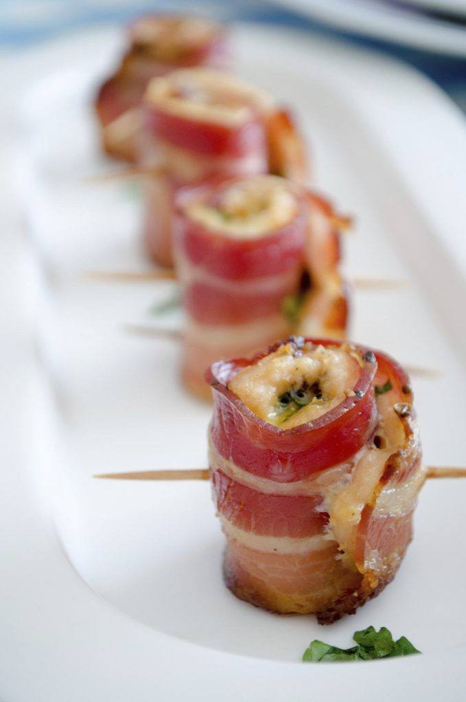 Bacon wrapped stuffing bombs sm