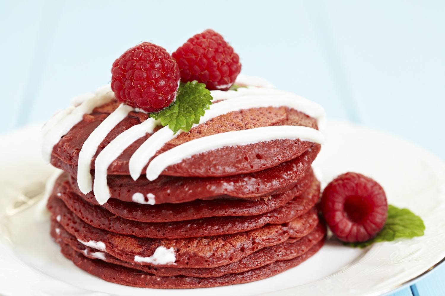 Red velvet pancakes